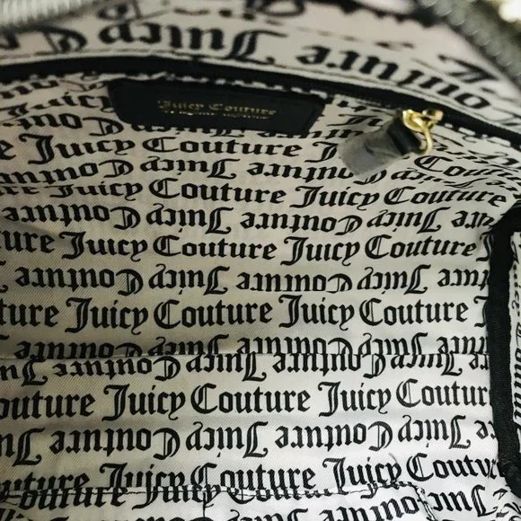 Juicy Couture Fashionista Bowler Faux Leather  Black/White 11.5" W x 8" H - Picture 3 of 4